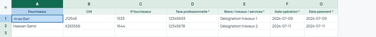 Exemple — Opérations autoliquidées