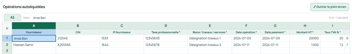 Plein écran — commandes et premières lignes