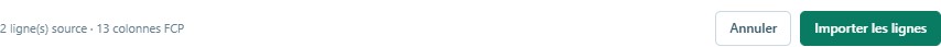 Confirmer — importer les lignes dans le tableau