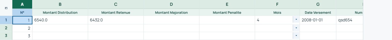 Exemple — Distributions et retenues