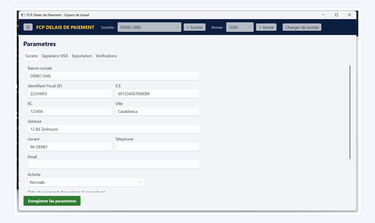 FCP Delais de Paiement - Configuration