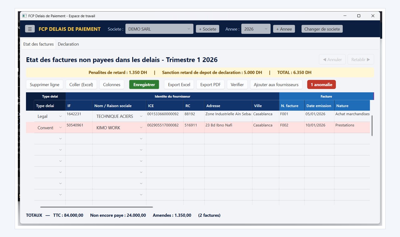 FCP Delais de Paiement - Controles automatiques