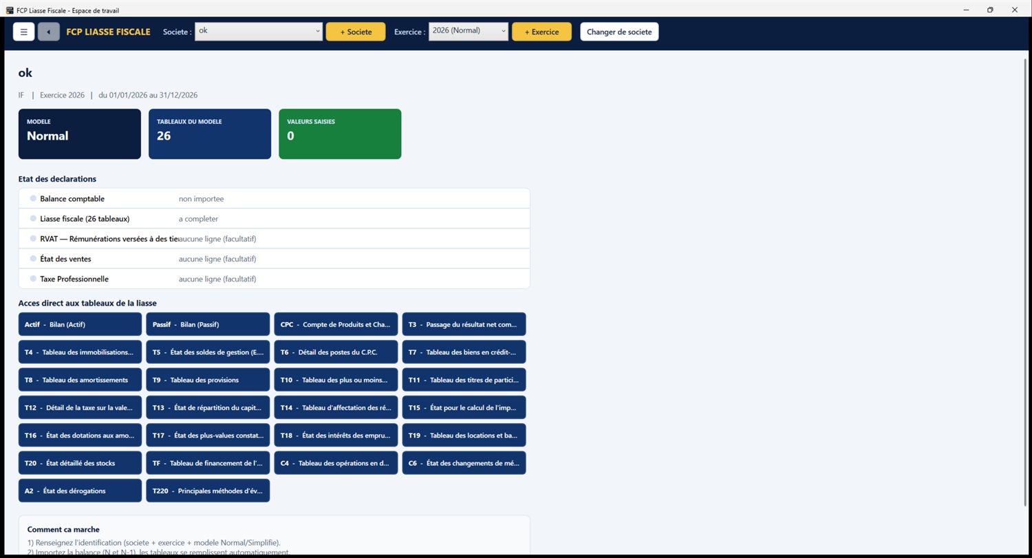 FCP Liasse Fiscale - Tableau de bord