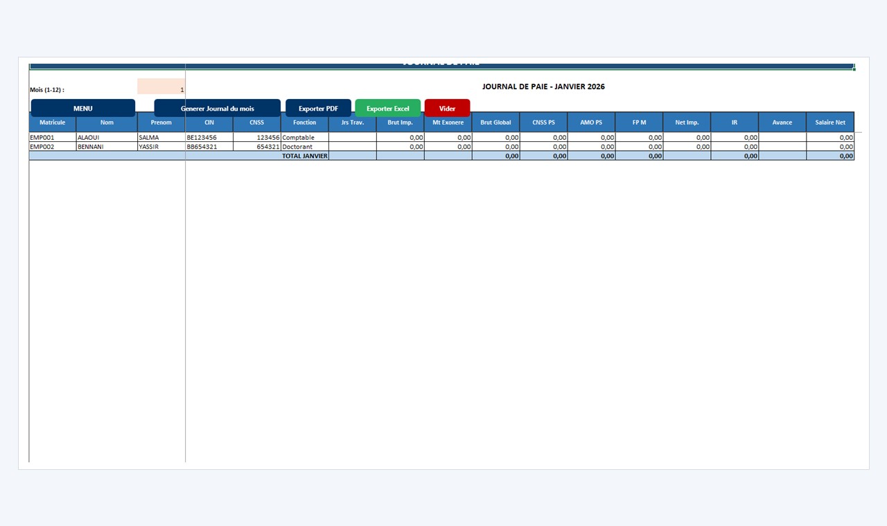 Gestion de Paie - CNSS / AMO