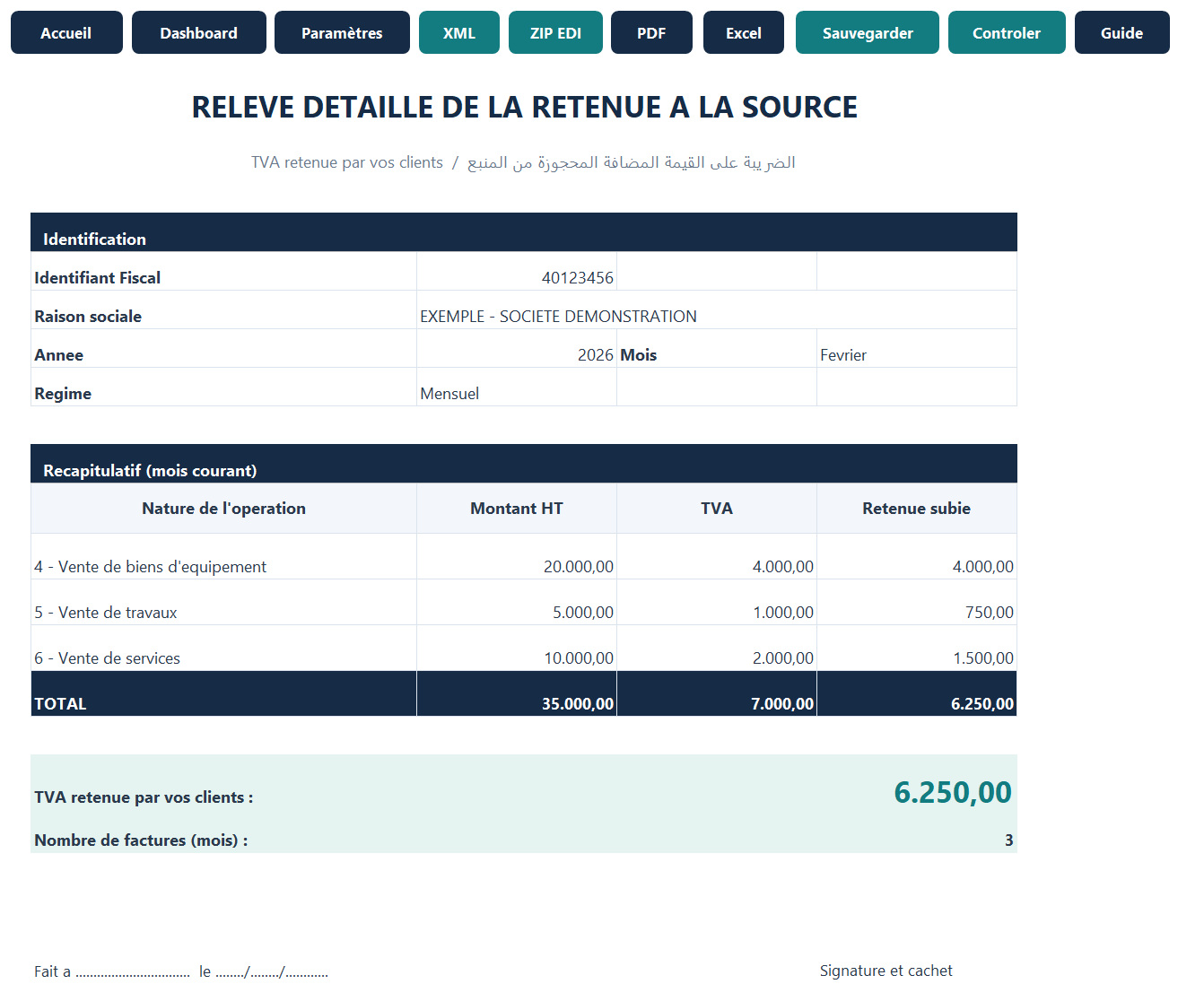 RAS TVA Clients - Relevé détaillé mensuel