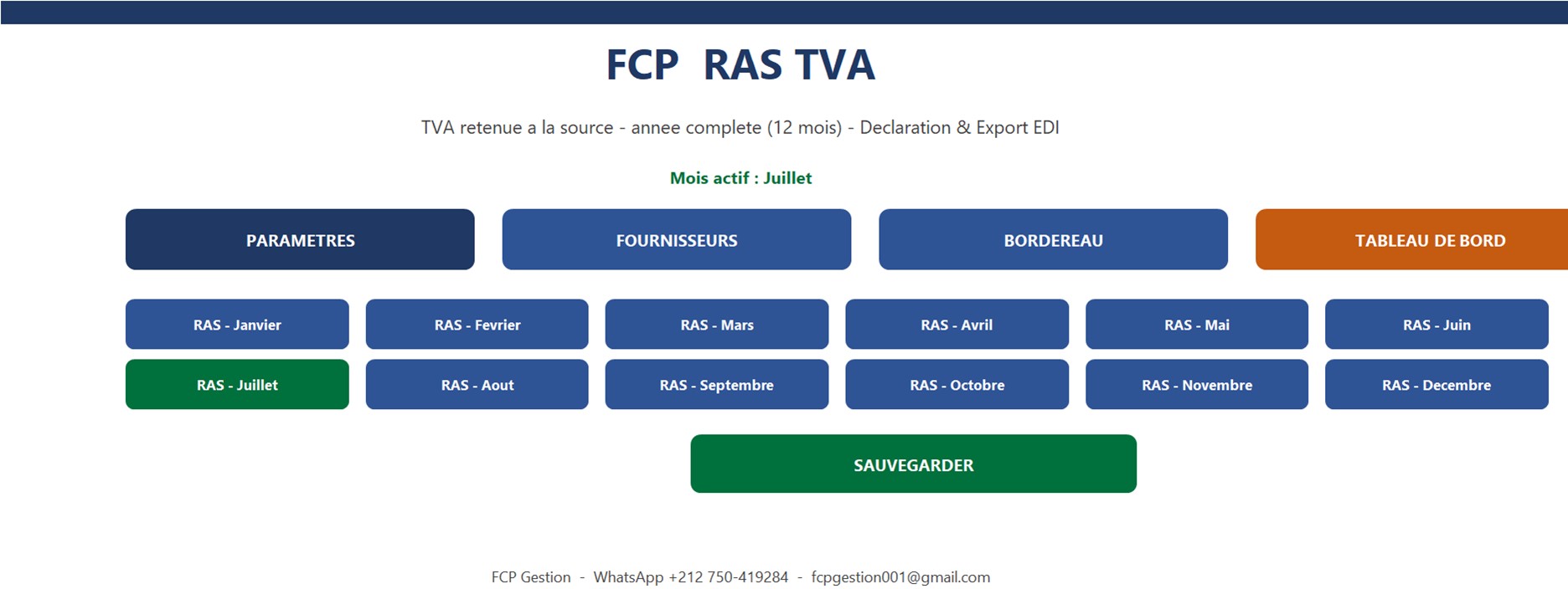 RAS TVA - Tableau de bord