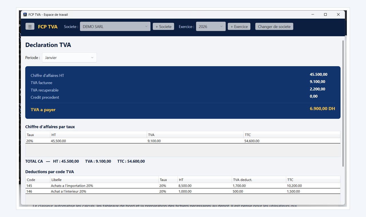 FCP TVA - Exports PDF / Excel