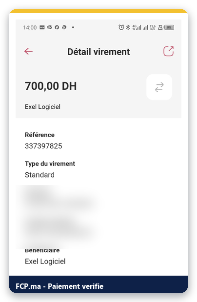 Reçu de paiement client FCP.ma