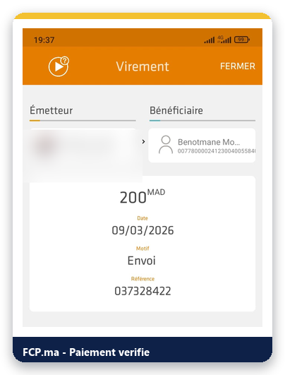 Reçu de paiement client FCP.ma