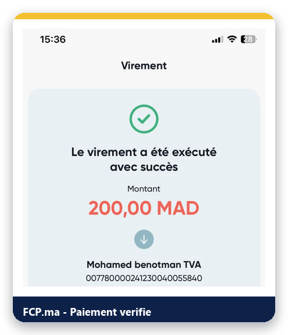 Reçu de paiement client FCP.ma