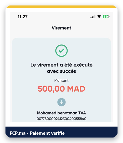 Reçu de paiement client FCP.ma