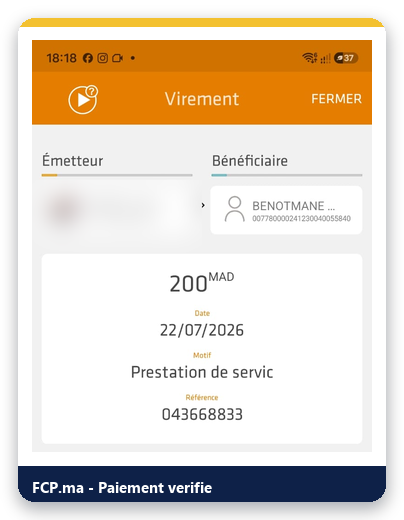 Reçu de paiement client FCP.ma