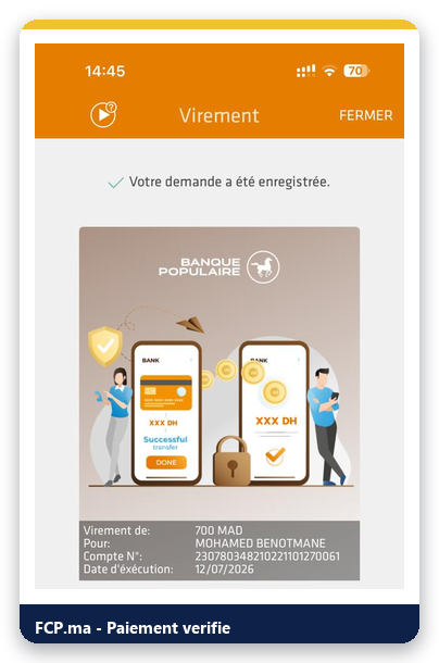 Reçu de paiement client FCP.ma